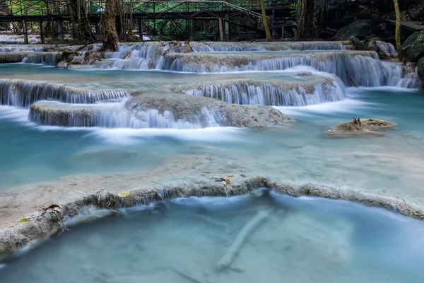 Водопад Эраван Красивый Водопад Глубокий Лес Таиланде — стоковое фото