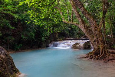 Erawan Şelalesi, Tayland 'daki güzel şelale derin ormanı.