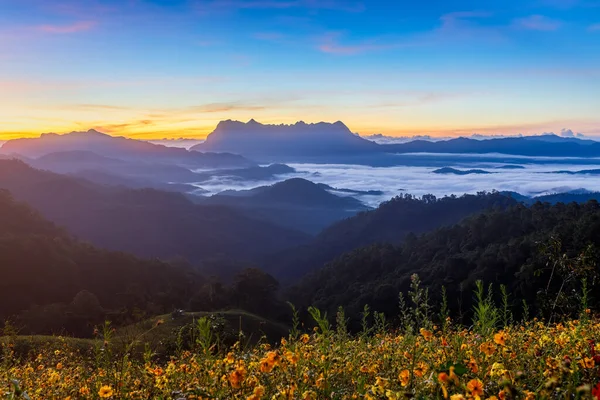 Schöne Landschaft Morgen Doi Luang Chiang Dao Chiang Mai Thailand — Stockfoto