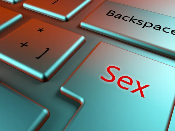 Stylish keyboard close up view with red sex key — Stock Photo, Image