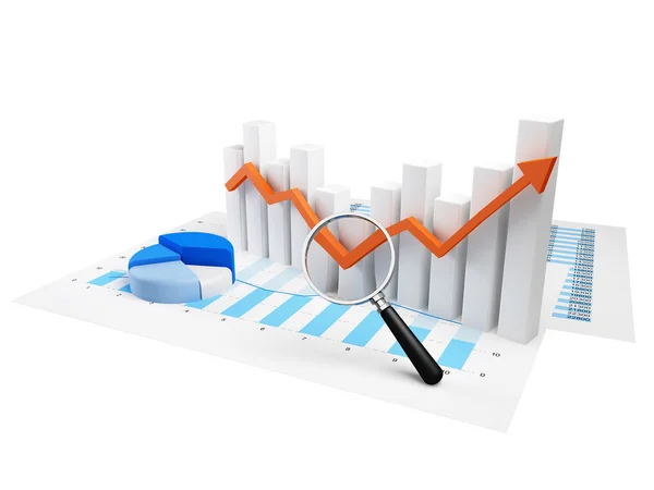 Business diagram med orange pil — Stockfoto