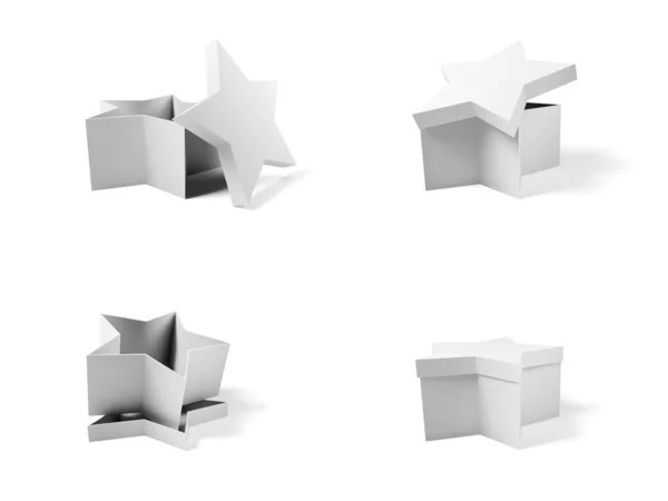 Чотири контейнери, зображені в можливих конфігураціях — стокове фото