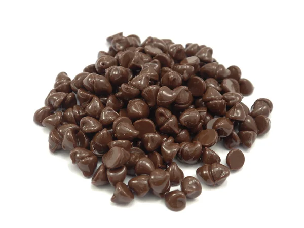 Chocolate chips with no shadows pile - lit from below — Stock Photo, Image