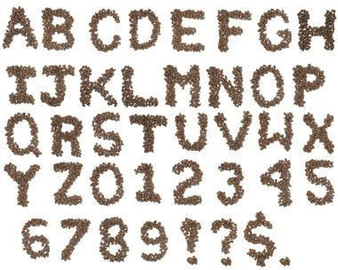 Çikolatalı alfabe font izole numaraları harf
