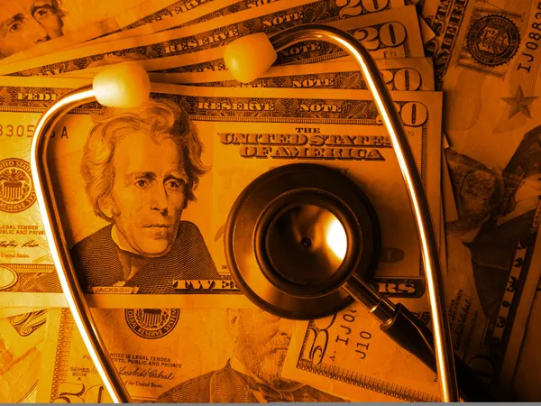 医療費の利益聴診器 ストック写真