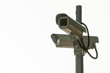 Two security cameras isolated on a white background clipart