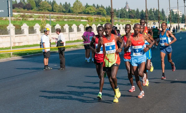 Bucharest, Romanya - 7 Ekim: tanımlanamayan maraton koşucular rekabet, Bükreş uluslararası maraton 2012, 7 Ekim 2012, Bükreş, Romanya — Stok fotoğraf