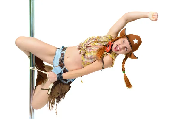 Cowgirl na słup — Zdjęcie stockowe