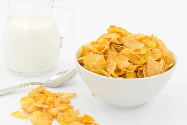 Milch und Cornflakes — Stockfoto