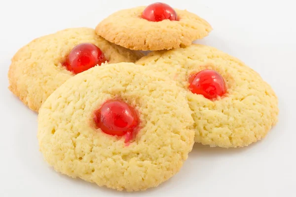 Biscoitos de anjo de bocas com cereja cristalizada — Fotografia de Stock