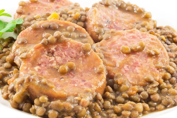 Trotter with lentils — Stock Photo, Image