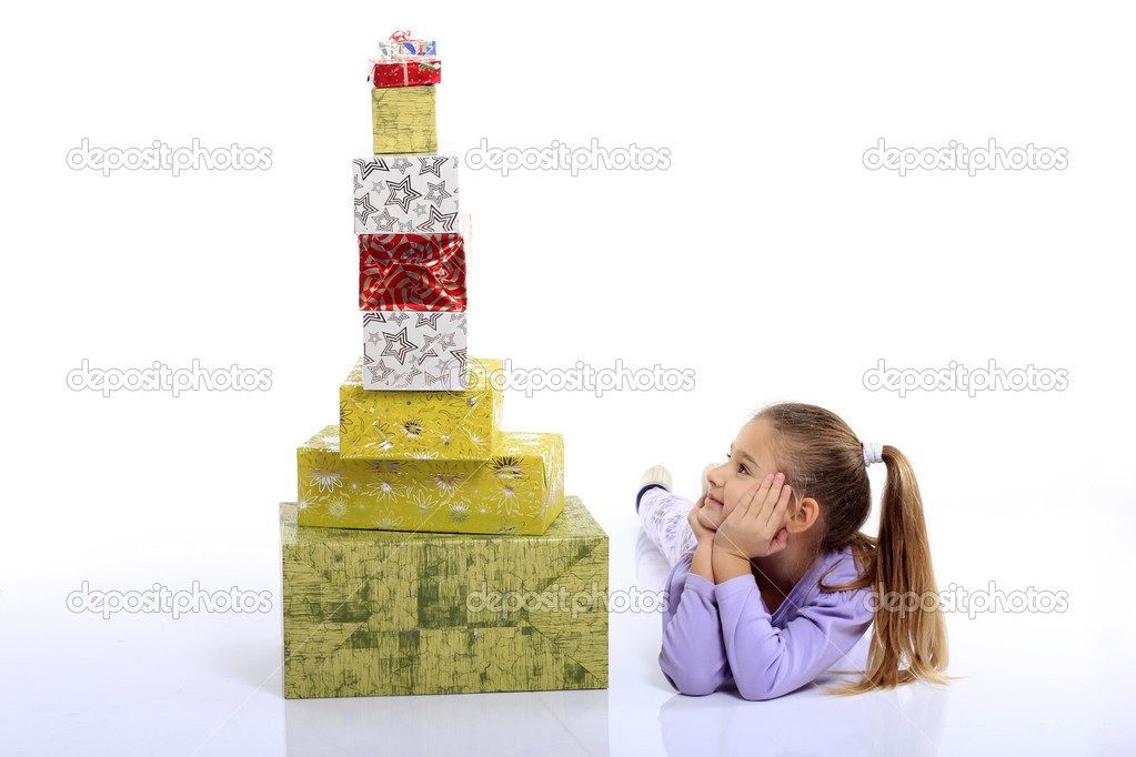 Little girl with a gift box