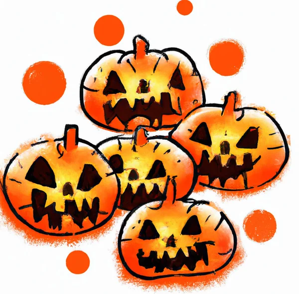 Illustratie Van Halloween Pompoenen Geïsoleerd Wit Halloween Concept — Stockfoto