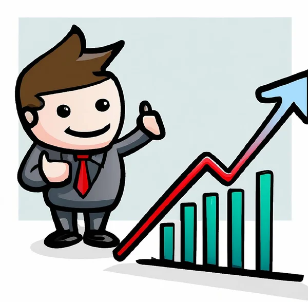 Illustration Businessman Showing Success Chart — Stock Photo, Image