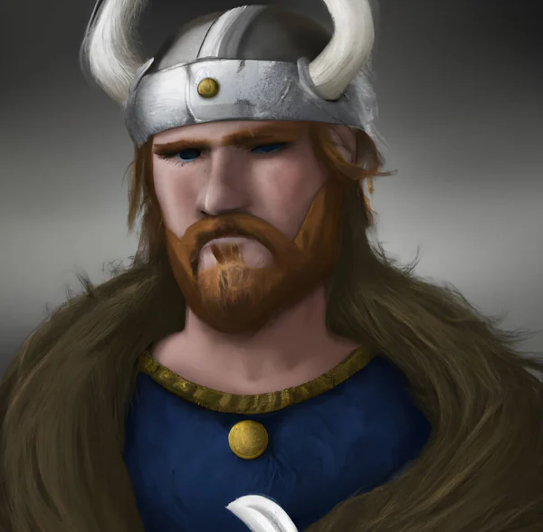 髭とヘルメットを持つバイキング戦士のイラスト — ストック写真