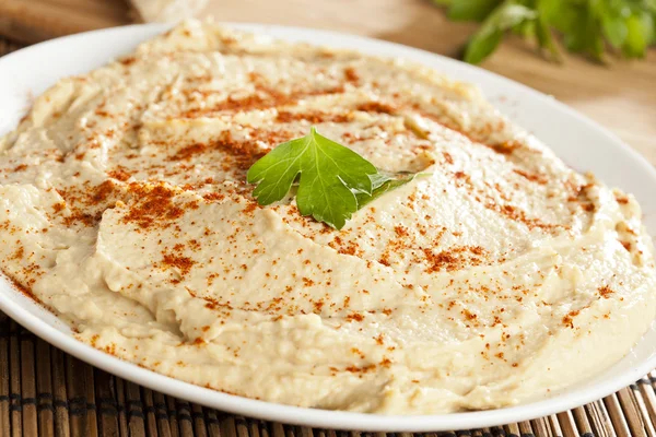 Frisch gemachter Bio-Hummus — Stockfoto