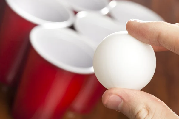 Red Beer Pong Cups Stock Photo