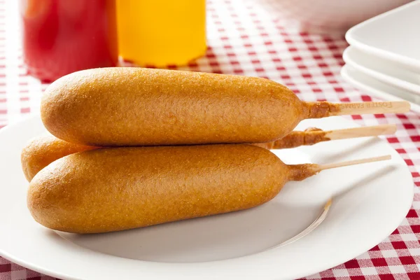 Organic CornDog on a stick — Stock Photo, Image