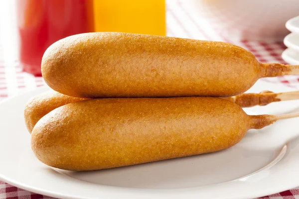 Organic CornDog on a stick — Stock Photo, Image