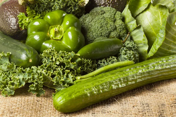 Group of Fresh Organic Assorted Green Vegetables — Stock Photo, Image