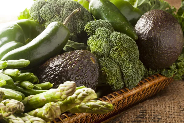 Group of Fresh Organic Assorted Green Vegetables — Stock Photo, Image