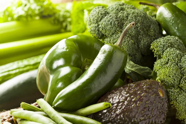 Group of Fresh Organic Assorted Green Vegetables — Stock Photo, Image