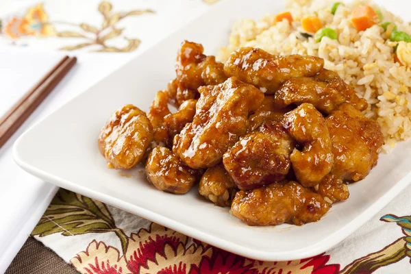 Pollo de naranja casero con arroz —  Fotos de Stock