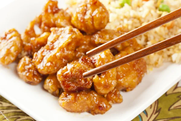 Homemade Orange Chicken with Rice — Stock Photo, Image