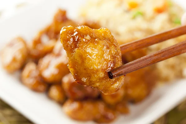 Homemade Orange Chicken with Rice — Stock Photo, Image