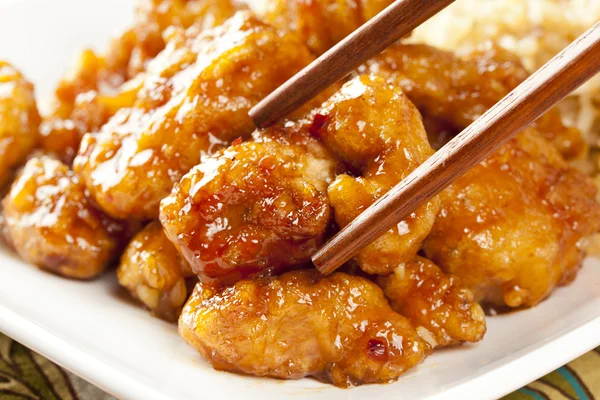 Homemade Orange Chicken with Rice — Stock Photo, Image