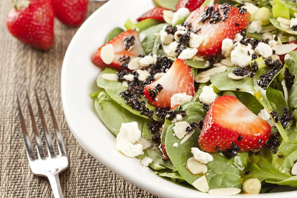 Salade fraîche d'épinards aux fraises maison — Photo