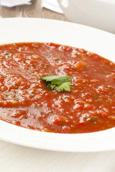 Taze ev yapımı soğuk gazpacho çorbası — Stok fotoğraf