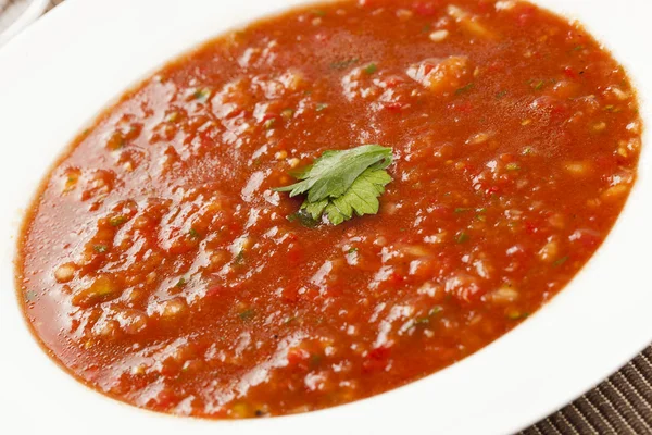 Sopa de Gazpacho fría casera fresca — Foto de Stock