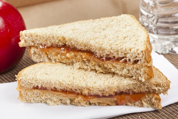 Manteiga de amendoim e saco de geleia Almoço — Fotografia de Stock