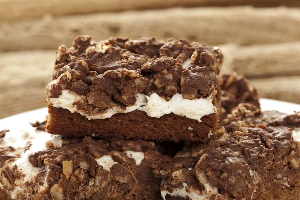 Homemade Chocolate Marshmellow Brownies — Stock Photo, Image