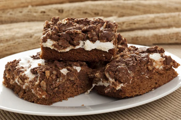 Homemade Chocolate Marshmellow Brownies — Stock Photo, Image