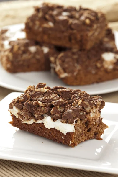 Házi csokoládé Marshmellow Brownies — Stock Fotó