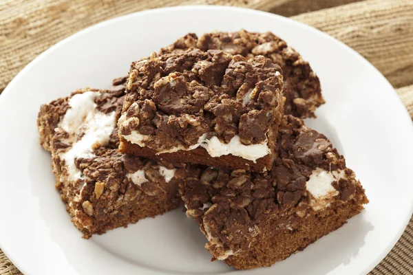 Homemade Chocolate Marshmellow Brownies — Stock Photo, Image