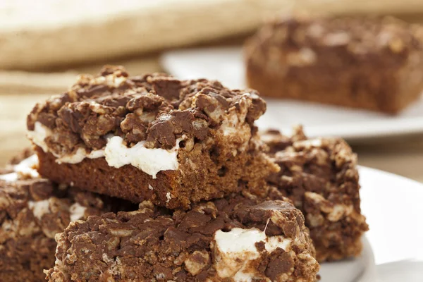 Homemade Chocolate Marshmellow Brownies — Stock Photo, Image