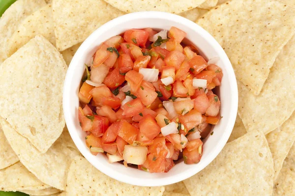 Tortillas fritas y salsa — Foto de Stock