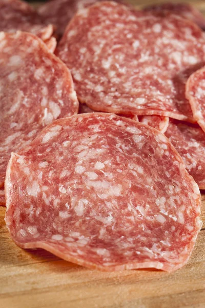 Fresh Cut Organic Salami — Stock Photo, Image