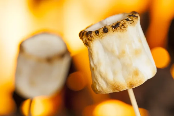 Heerlijke witte pluizige geroosterde marshmallows — Stockfoto