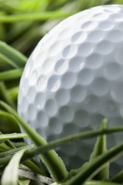 Čistě bílé golfball na zelené trávě — Stock fotografie