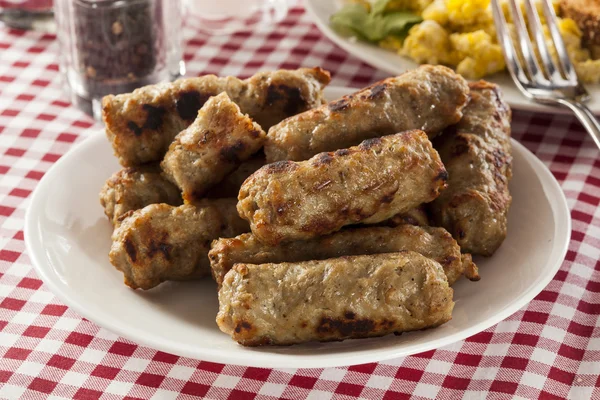 Organic Cooked Maple Breakfast Sausage — Stock Photo, Image