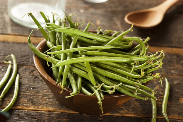 Frijoles verdes franceses crudos orgánicos frescos —  Fotos de Stock