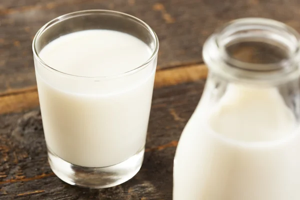 Uppfriskande vit kall ekologisk mjölk — Stockfoto