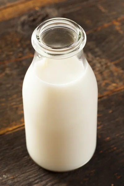 Uppfriskande vit kall ekologisk mjölk — Stockfoto
