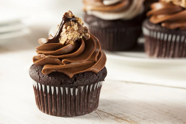 Homemade Chocolate Cupcake with chocolate frosting — Stock Photo, Image