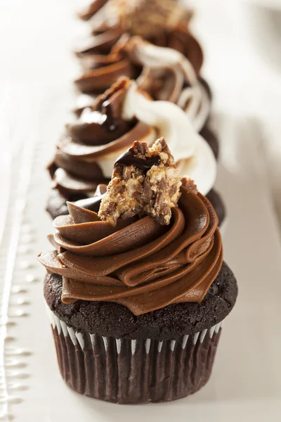 Bolo de chocolate caseiro com cobertura de chocolate — Fotografia de Stock