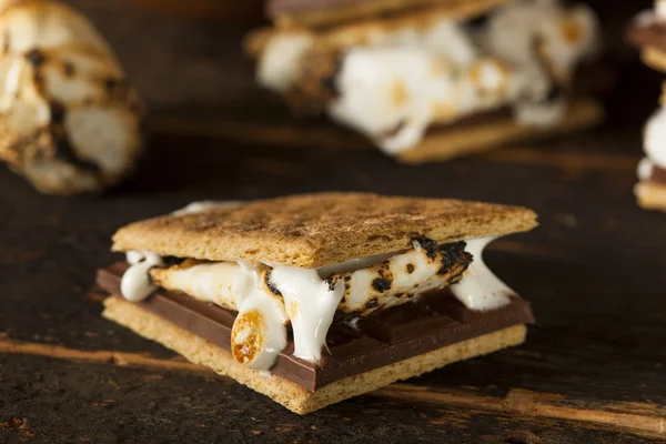 S 'more caseiro com chocolate e marshmallow — Fotografia de Stock